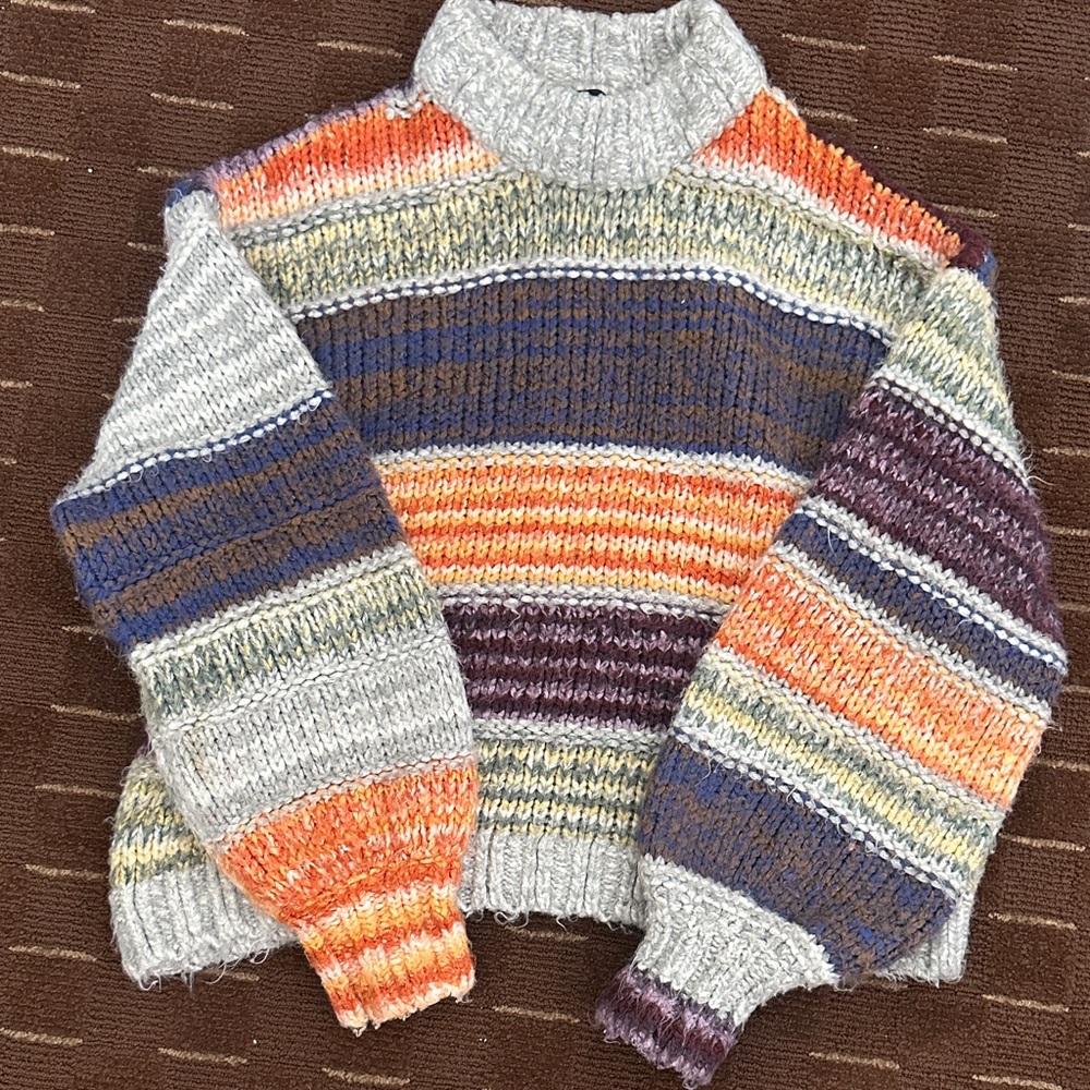 Cozy Multicolor Striped Knit Sweater - Women's